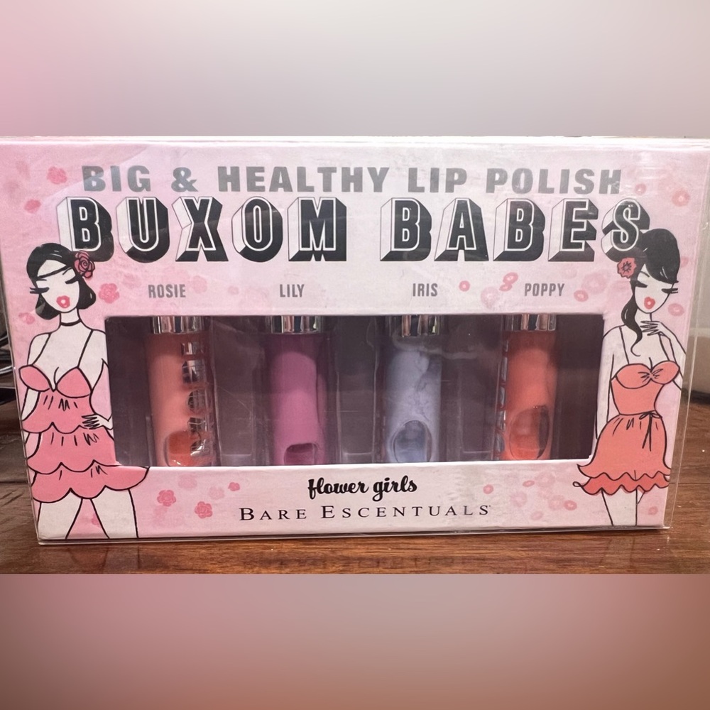 RARE - Buxom Babes Flower Girls Lip Polish                ROSIE  LILY IRIS POPPY